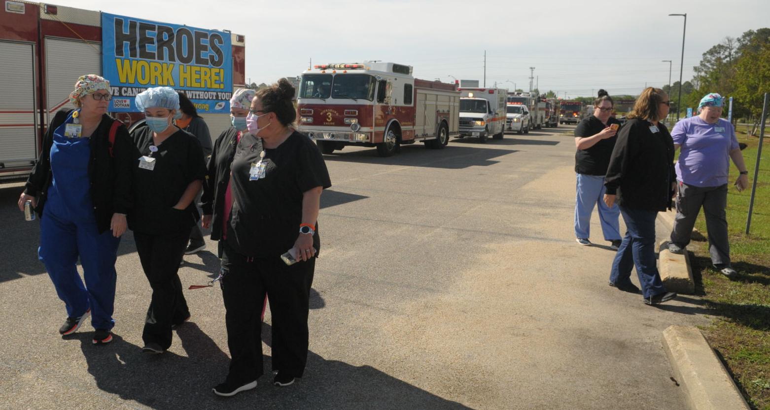 First responders give rolling salute to local health care workers